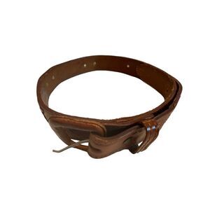 EUC Leather Belt with weaving and metal accents